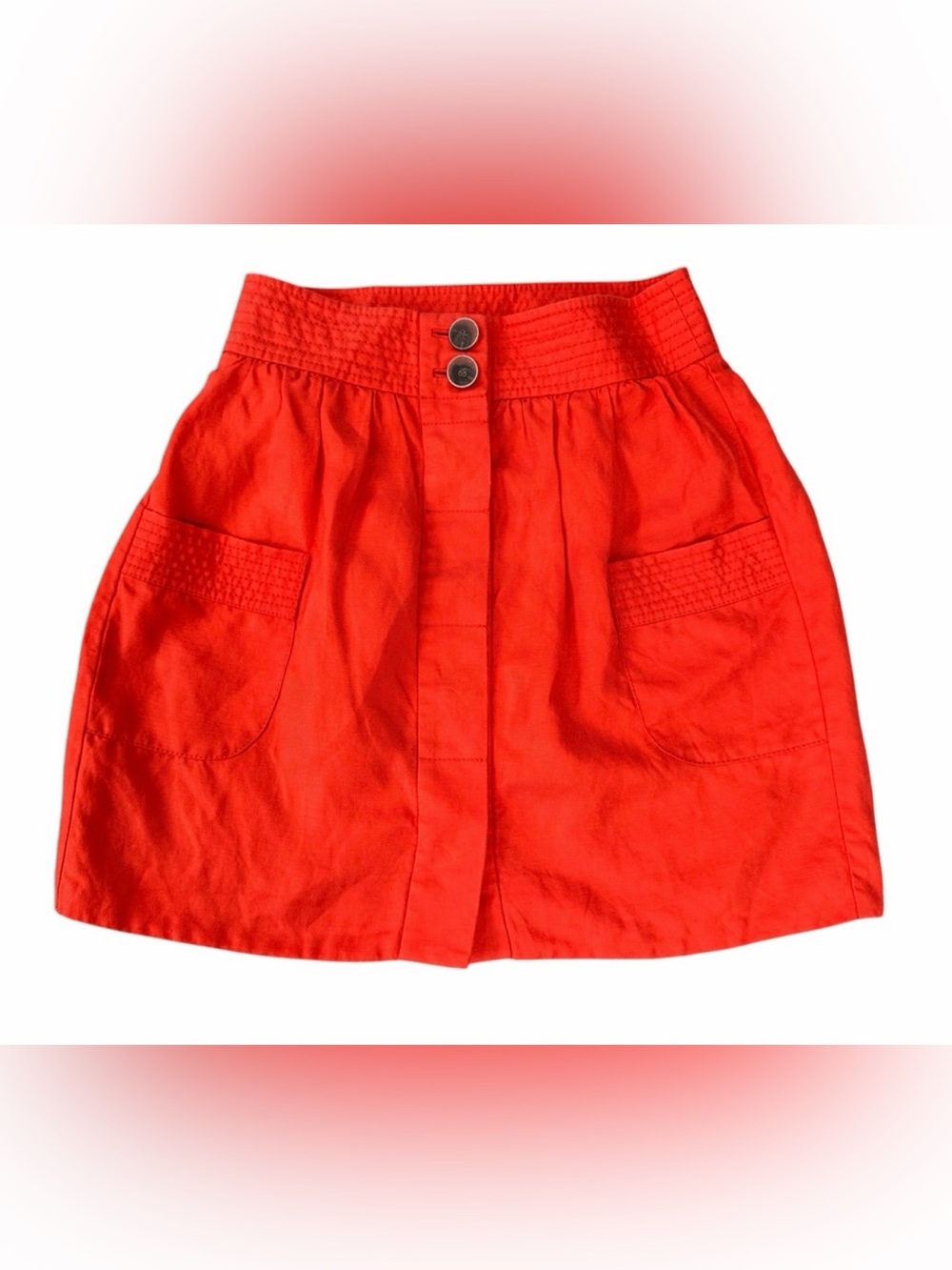 J. Crew Red Button-Front Pocket Skirt